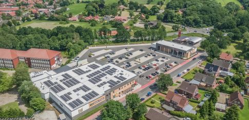 Freytag & v.d. Linde Neubau Gewerbebau Edeka Luftaufnahme Marienhafe